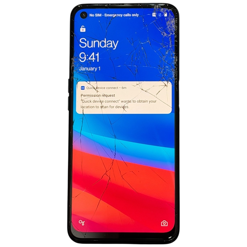 OnePlus Nord N200 Smartphone 64GB Cracked Screen For Parts Repair